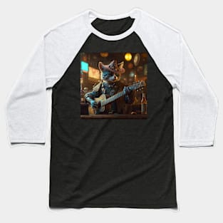 Cyberpunk Cat Singing Baseball T-Shirt